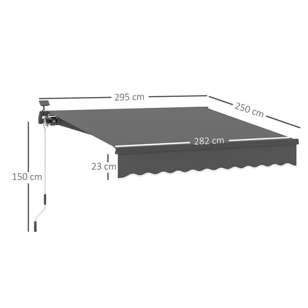 Markis med Solenergilampa, 295x250 cm, Grå