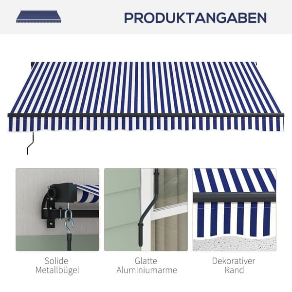 Markise, Gelenkarmmarkise, 350x300 cm, Blå+Hvid