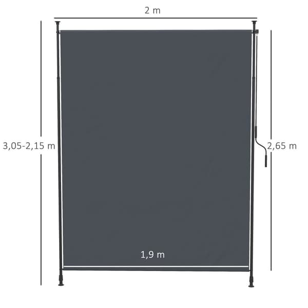 Vertikal Markise, 200x292 cm, Grå