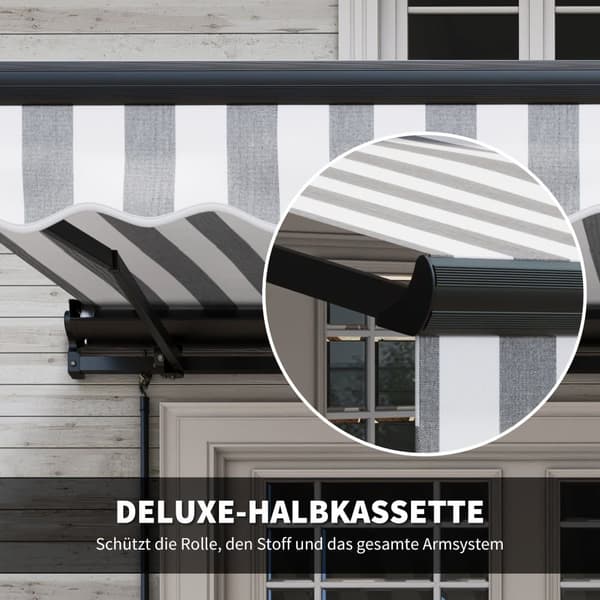 Balkonmarkise, 350x250x150 cm, Grå + Hvid