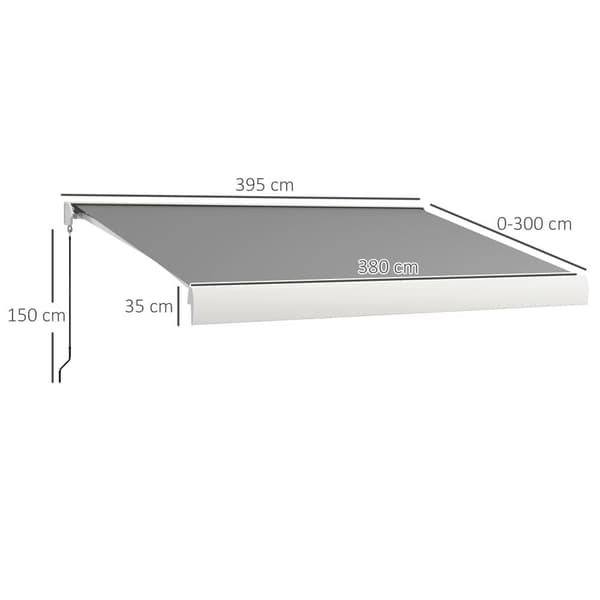 Markise, Gelenkarmmarkise 4m, 395x300 cm, Grå
