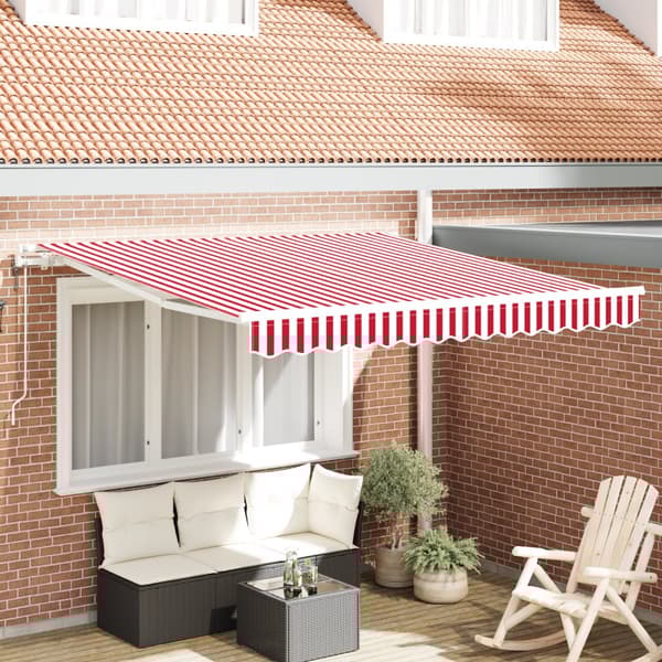 Automatisk Utdragbar Markis Röda och Vita Ränder 350x250 cm