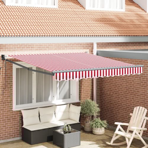 Automatisk Utdragbar Markis Röd och Vit Rand 300x250 cm