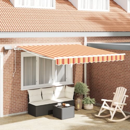 Manuell Utdragbar Markis med LED Gul och Orange 300x250 cm