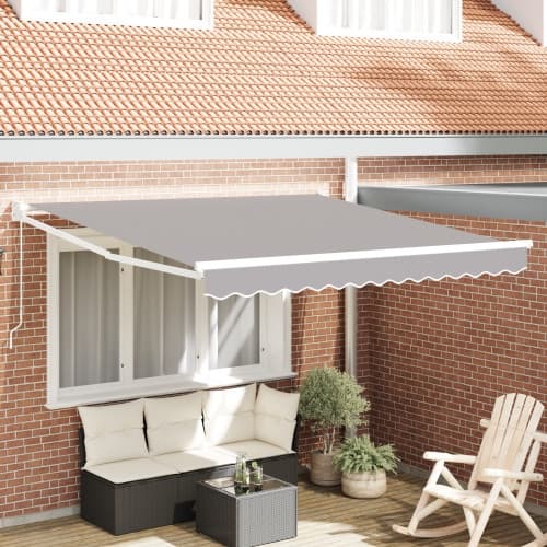 Manuell Uppfällbar Markis Ljusgrå 300x250 cm, vidaXL Markis Ersättningstyg för 3x2.5 m Ram Ljusgrå