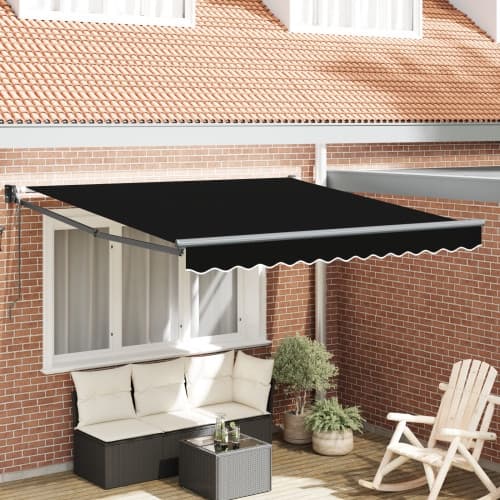 Automatisk Utdragbar Markis Svart 350x250 cm, vidaXL Markis Ersättningsduk för 3.5x2.5 m Ram Svart