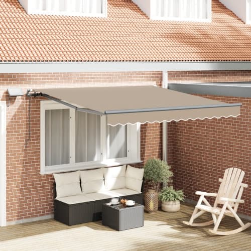 Manuell Utdragbar Markis med LED Beige 300x250 cm, vidaXL Markis Ersättningsmaterial för 3x2.5 m Ram Beige