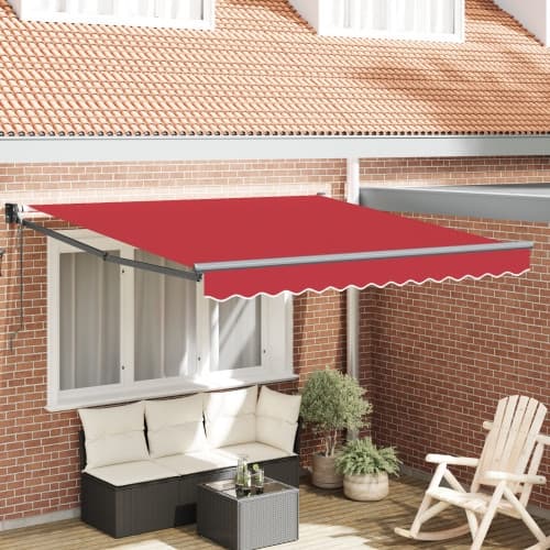 automatisk utdragbar markis röd 300x250 cm
