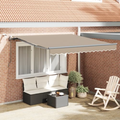 Automatisk Utdragbar Markis med LED Beige 300x250 cm, vidaXL Markis Ersättningstyg för 3x2,5 m Ram Beige