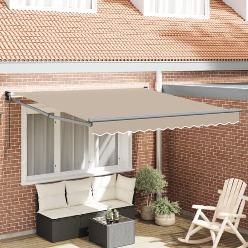 Manuell Utdragbar Markis Beige 350x250 cm, vidaXL Markisutbytesmaterial för 3.5x2.5 m Ram Beige