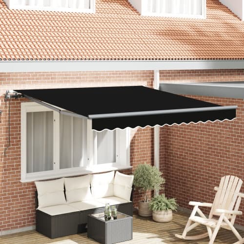 Automatisk Hopfällbar Markis Svart 350x250 cm