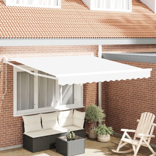 Manual Utdragbar Markis Vit 350x250 cm, vidaXL Markis Ersättnings Tyg för 3.5x2.5 m Ram Vit