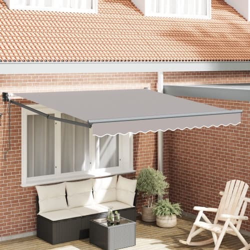 Automatisk Utdragbar Markis Ljusgrå 300x250 cm, vidaXL Markis Ersättningsduk för 3x2.5 m Ram Ljusgrå