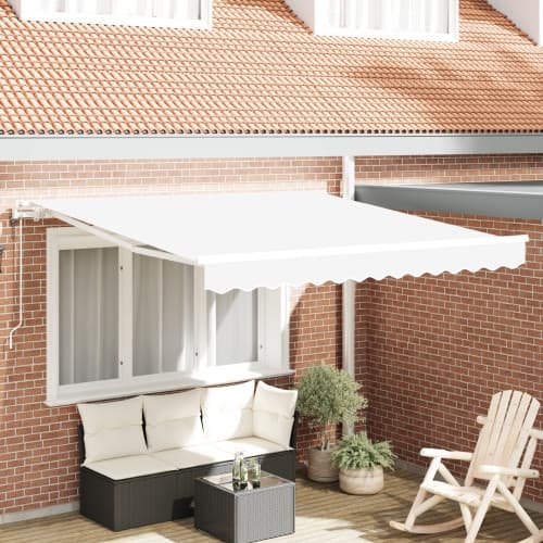 Automatisk utdragbar markis Vit 350x250 cm, vidaXL Markis ersättningstyg för 3.5x2.5 m ram Vit