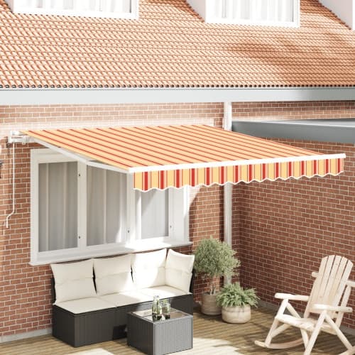 Automatisk utdragbar markis i gul och orange 350x250 cm