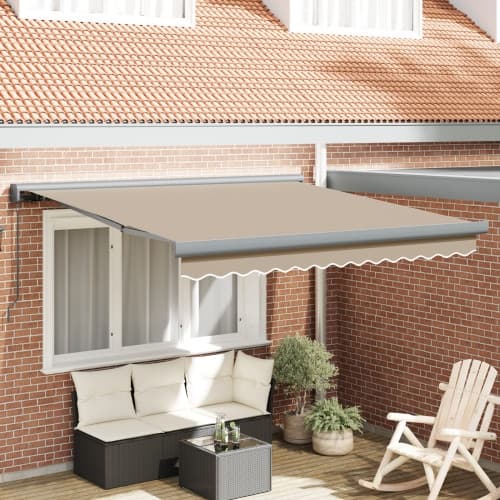 Manuell fällbar markis beige 350x250 cm, vidaXL Markis ersättningsväv för 3.5x2.5 m ram beige