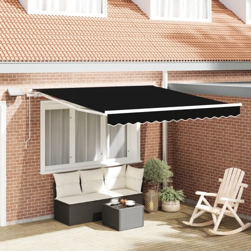 Manuell Utdragbar Markis med LED Svart 350x250 cm