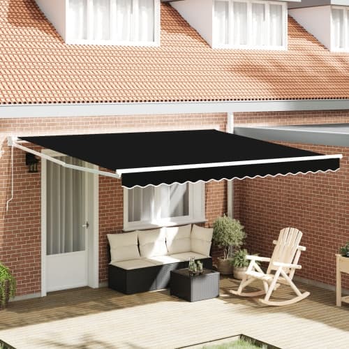 Manual Utdragbar Markis Svart 400x300 cm, vidaXL Markis Ersättnings Tyg för 4x3 m Ram Svart