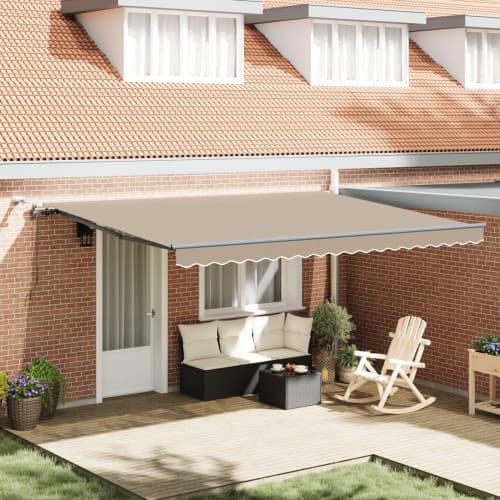 Automatisk Retraktabel Markis med LED Beige 450x300 cm