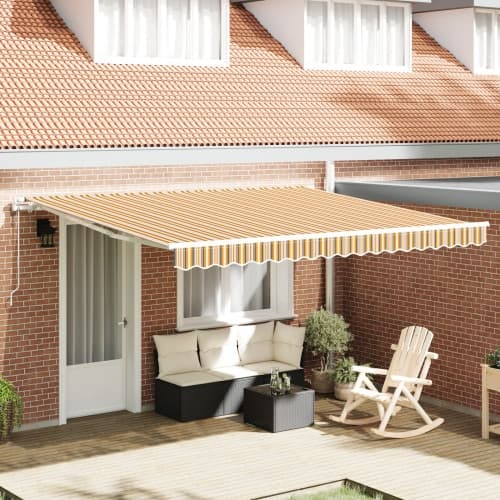 Automatisk utdragbar markis multicolor randig 400x350 cm