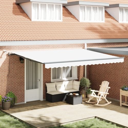 Automatisk Utdragbar Markis med LED Vit 450x300 cm