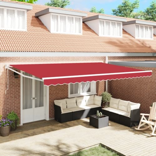 Automatisk Utdragbar Markis Röd 500x300 cm, vidaXL Markis Ersättningsduk för 5x3 m Ram Röd