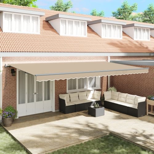 Automatisk utdragbar markis beige 600x350 cm