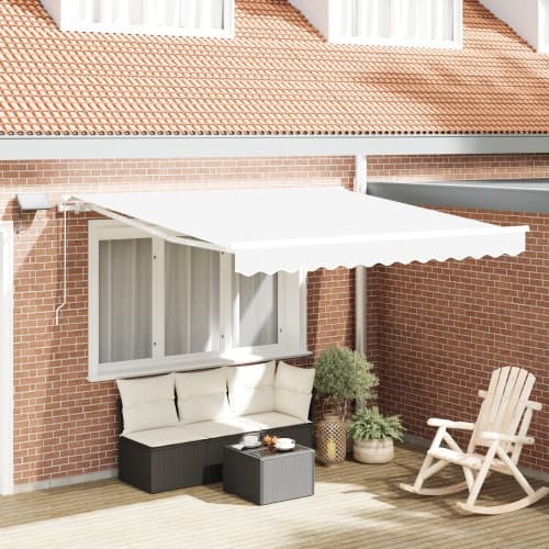 Manuell Utdragbar Markis med LED Vit 300x250 cm
