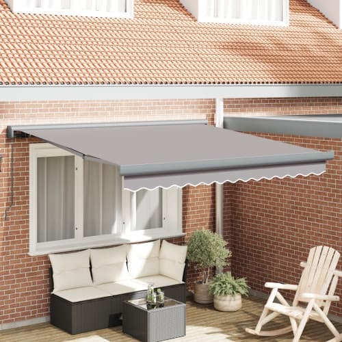 Manuell Utdragbar Markis Ljusgrå 300x250 cm, vidaXL Markis Ersättningstyg för 3x2,5 m ram Ljusgrå