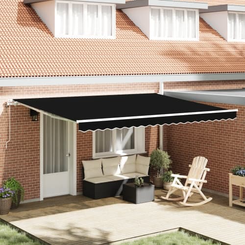 Automatisk Utdragbar Markis Svart 450x300 cm, vidaXL Markis Ersättningsduk för 4.5x3 m Ram Svart