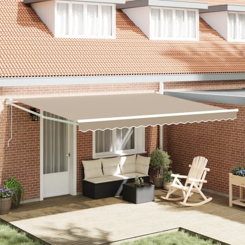 Automatisk Hopfällbar Markis Beige 450x300 cm, vidaXL Markis Ersättningsduk för 4.5x3 m Ram Beige