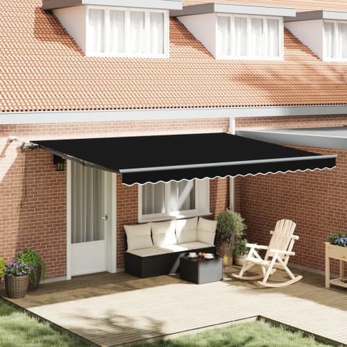 Automatisk Hopfällbar Markis med LED Svart 450x350 cm
