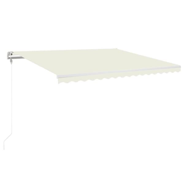 Automatisk markis med vindsensor & LED 450x350 cm gräddvit