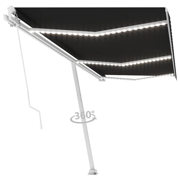 Markis med LED manuellt infällbar 600x300 cm antracit