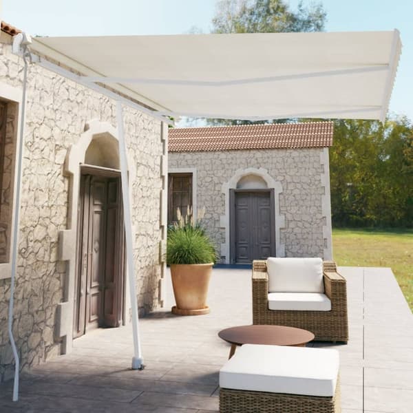 Fristående markis manuellt infällbar 350x250 cm gräddvit