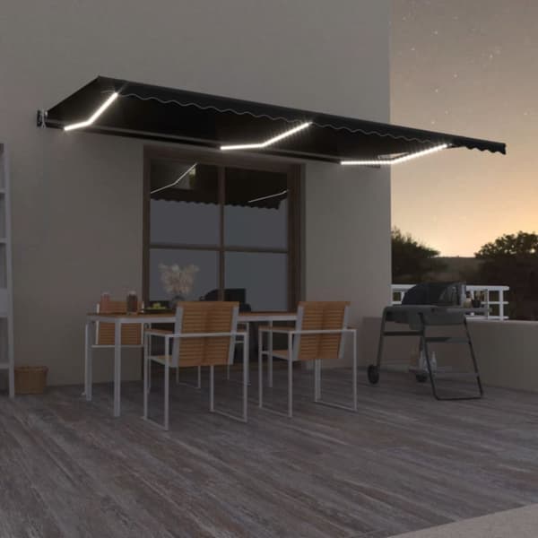 Automatisk markis med vindsensor & LED 600x350 cm antracit