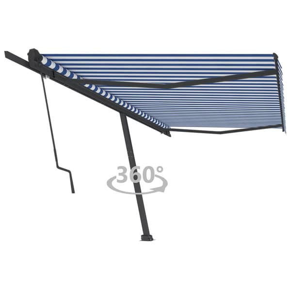 Fristående markis automatisk 500x350 cm blå/vit