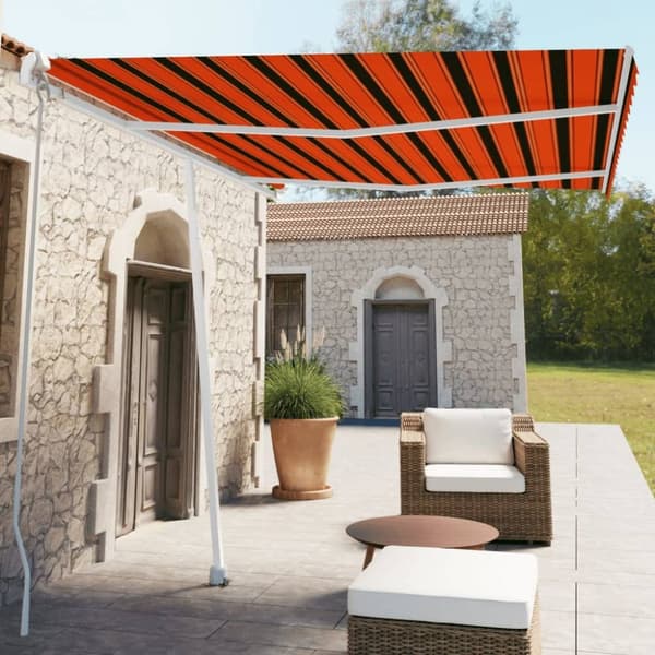 Fristående markis manuellt infällbar 350x250 cm orange/brun