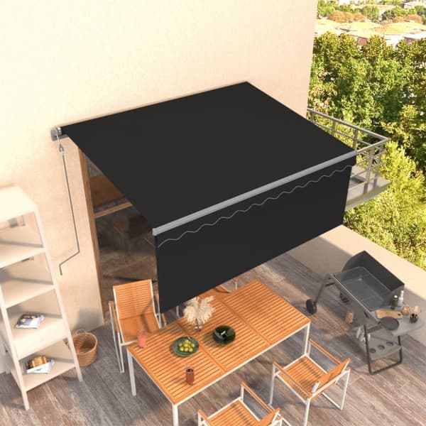 Automatisk markis med rullgardin 3,5x2,5 m antracit