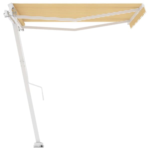 Fristående markis manuellt infällbar 350x250 cm gul/vit