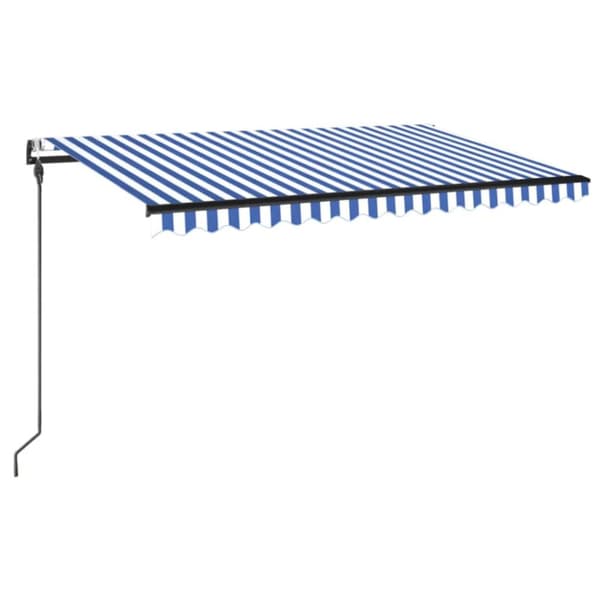 Automatisk markis med vindsensor & LED 450x300 cm blå och vit