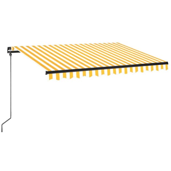 Markis manuellt infällbar med LED 350x250 cm gul och vit