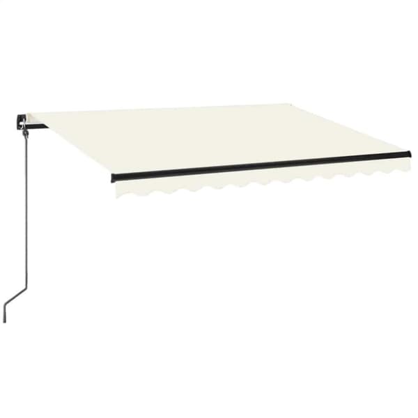 Markis manuellt infällbar med LED 350x250 cm gräddvit