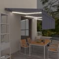 Miniatyrbild 1 av 2: Automatisk markis med rullgardin vindsensor LED 6x3 m blå/vit