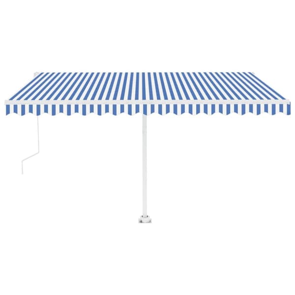 Automatisk markis med vindsensor & LED 400x350 cm blå och vit