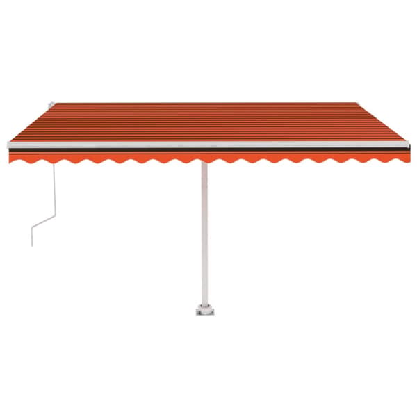 Automatisk markis med vindsensor & LED 450x350 cm orange/brun