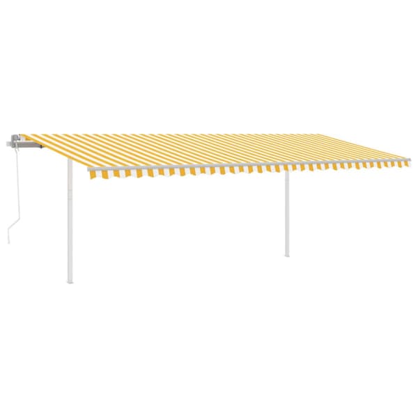 Automatisk markis med vindsensor & LED 6x3,5 m gul och vit