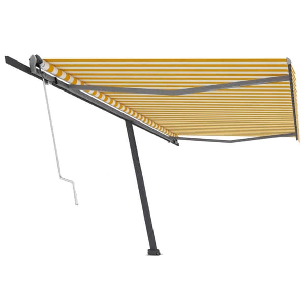 Fristående markis automatisk 500x300 cm gul/vit