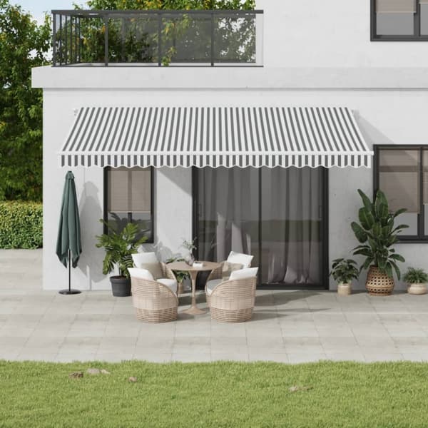 Markis manuellt infällbar antracit&vit 500x350 cm