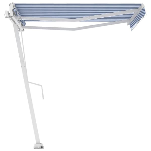 Fristående markis automatisk 350x250 cm blå/vit